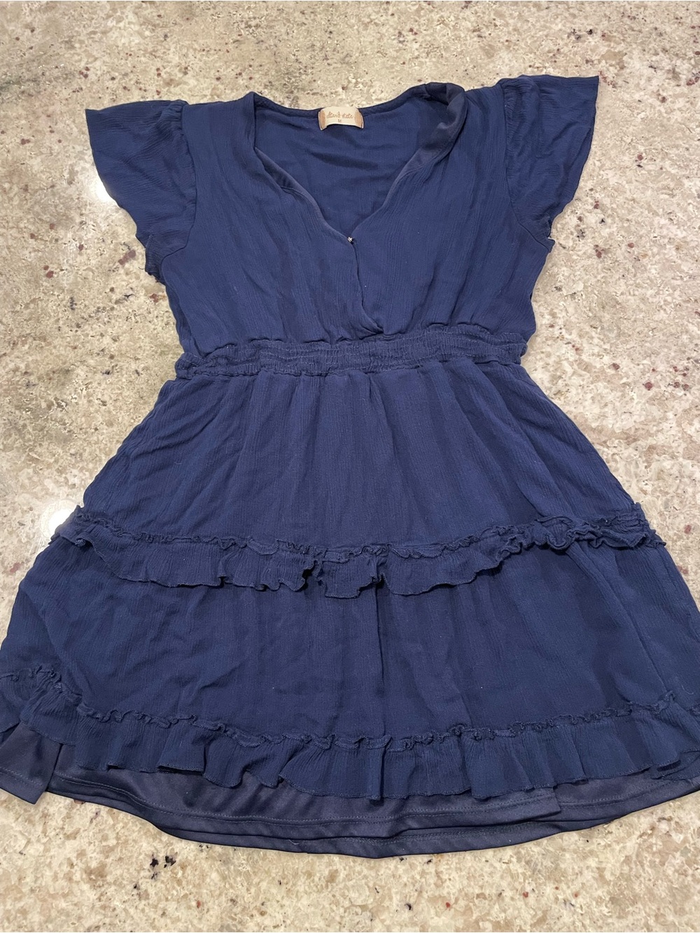 Altar'd State Navy Ruffle Tiered Mini Dress